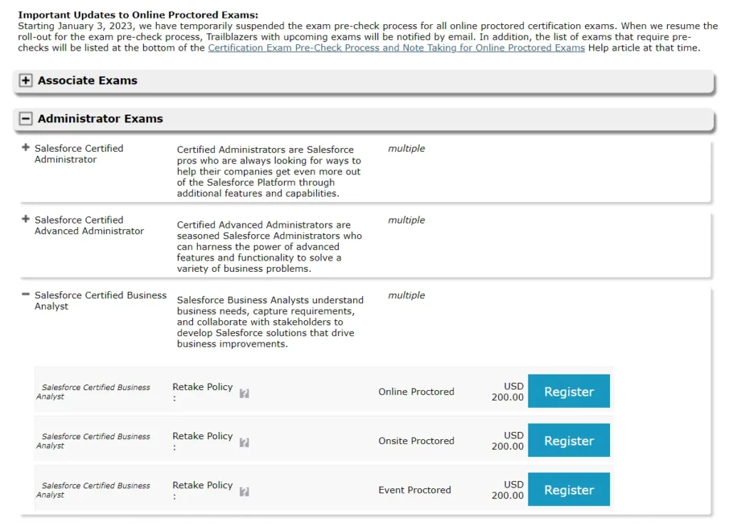 Register for certification exam on Webassessor Salesforce