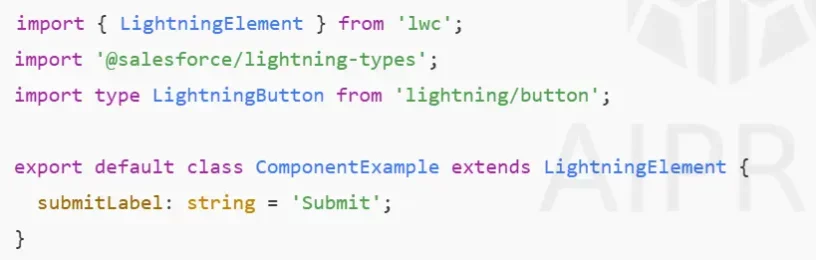 A screenshot - TypeScript (a typed version of JavaScript) support for lightning base components.